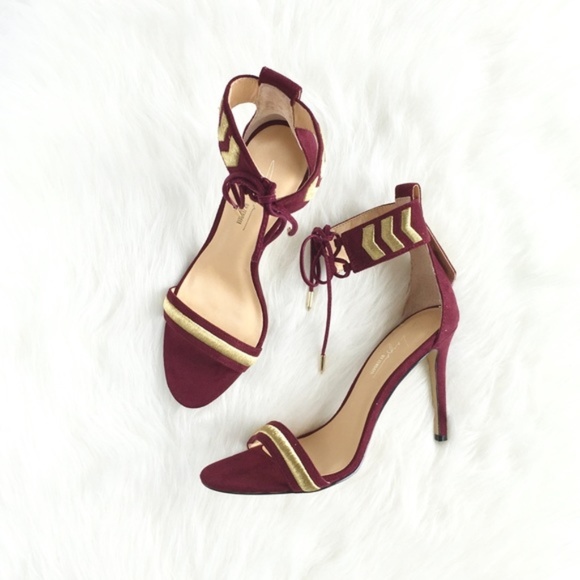 wine and gold heels